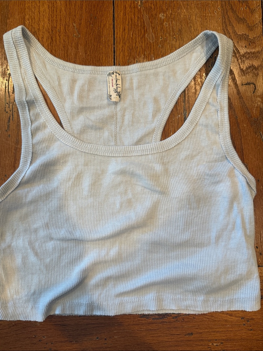 Free People Light Blue Ribbed Racerback Crop Tank